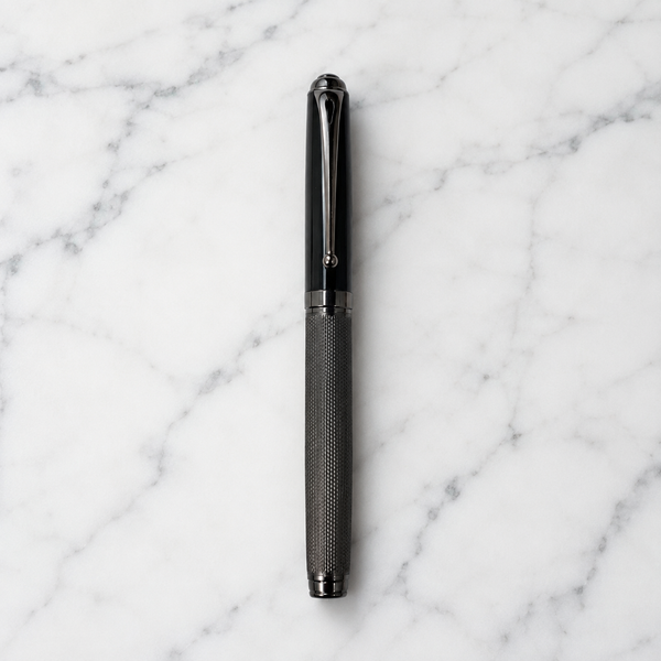Ball Pen Bazaar Metallic Glossy Gunmetal Ball Pen with Black Cap & Gunmetal Clip | Openable Mechanism | Black Ink | 1 Extra Refill Free