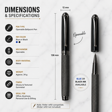 Ballpen Bazaar Metallic Glossy Gunmetal Colour Ball Pen with Black Cap & Gunmetal Clip | Openable Metal Ball Pen | Blue Ink | 1 Pen + 1 Free Refill