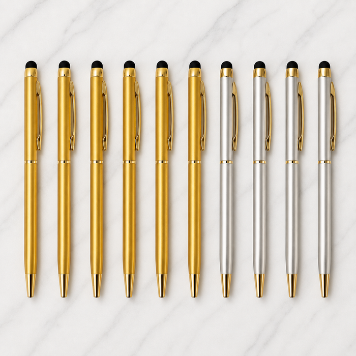 Set of 10 Gold & Silver Stylus Twist Ball Pens product view 1