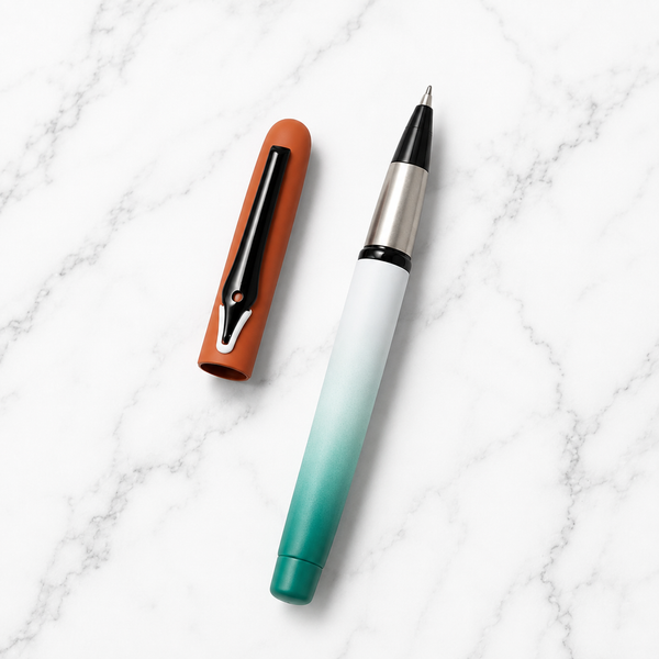 Ballpen Bazaar Matt White & Green Dual Colour Ball Pen with Orange Magnetic Cap & Black Clip | Openable Mechanism | Blue Ink | Tiranga Independence Day Special | 1 Pen + 1 Extra Refill