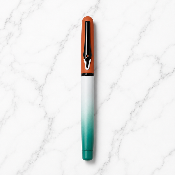 Ballpen Bazaar Matt White & Green Dual Colour Ball Pen with Orange Magnetic Cap & Black Clip | Openable Mechanism | Blue Ink | Tiranga Independence Day Special | 1 Pen + 1 Extra Refill
