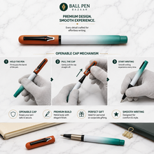 Ballpen Bazaar Matt White & Green Dual Colour Ball Pen with Orange Magnetic Cap & Black Clip | Openable Mechanism | Tiranga Shade Independence Day Special | Black Ink | 1 Pen + 1 Extra Refill