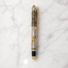 Ballpen Bazaar Metallic Glossy Bharat Pride Heritage Metal Ball Pen with Lion Capital & India Map | Gold Clip | Openable Cap | Blue Ink | Premium Executive Writing Pen | 1 Pen + 1 Free Refill