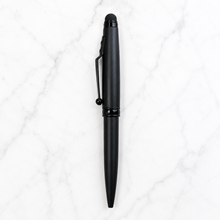 Ballpen Bazaar Stylus Matt Black Colour Body with Glossy Black Designer Shape Clip Twist Mechanism Ball Pen | Blue Ink | Premium Metal Touchscreen Stylus Pen | 1 Pen + 1 Free Refill