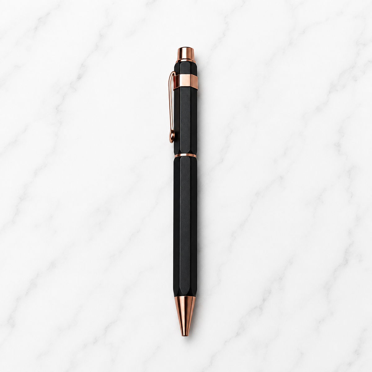 Matt Black Colour Body with Copper Colour Designer Shape Clip Twist Mechanism Ball Pen | Black Ink | Premium Metal Writing Pen | 1 Ball Pen with 1 Free Refill