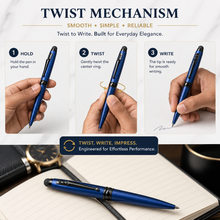 Ballpen Bazaar Stylus Matt Blue Metal Ball Pen with Black Designer Clip | Twist Mechanism | Blue Ink | 1 Pen + 1 Free Refill | Premium Stylus Pen for Office, Business & Daily Writing