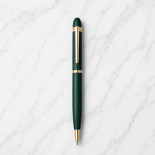 Ballpen Bazaar Matt Green Colour Body with Glossy Gold Colour Clip Twist Mechanism Ball Pen | Blue Ink | Premium Metal Writing Pen | 1 Pen + 1 Free Refill