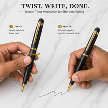 Ballpen Bazaar Set of 2 Metal Twist Ball Pens – Matt Black & Matt Green Body with Glossy Gold Clip | Blue Ink | 2 Pens + 2 Free Refills
