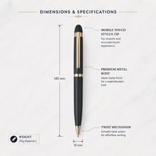 Ballpen Bazaar Set of 2 Metal Twist Ball Pens – Matt Black & Matt Green Body with Glossy Gold Clip | Blue Ink | 2 Pens + 2 Free Refills