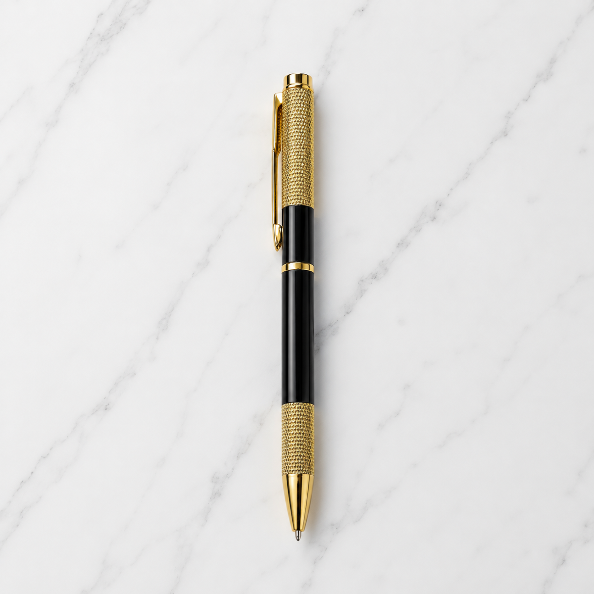 Glossy Black & Gold Grip Twist Ball Pen product view 9