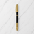 Ballpen Bazaar Metallic Glossy Black Ball Pen with Textured Glossy Gold Grip & Gold Clip | Twist Mechanism | Blue Ink | Premium Metal Writing Pen | 1 Pen + 1 Extra Free Refill