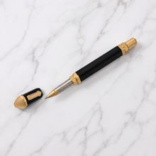 Ball Pen Bazaar Matt Black Triangle Shape Roller Ball Pen with Gold Clip | Openable Mechanism | Blue Ink | 1 Pen + 1 Refill Free