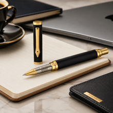 Ball Pen Bazaar Matt Black Triangle Shape Roller Ball Pen with Gold Clip | Openable Mechanism | Blue Ink | 1 Pen + 1 Refill Free