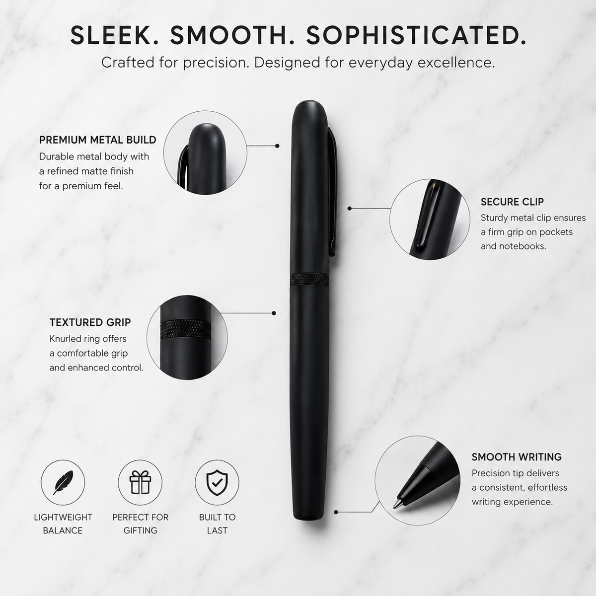 Matt black magnetic cap ball pen product image