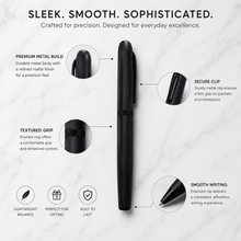 Ball Pen Bazaar Matt Black Ball Pen with Magnetic Cap | Openable Mechanism | Black Ink | 1 Pen + 1 Free Refill