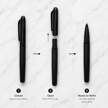 Ball Pen Bazaar Matt Black Ball Pen with Magnetic Cap | Openable Mechanism | Black Ink | 1 Pen + 1 Free Refill