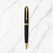 Ballpen Bazaar Matte Black Ball Pen with Gold Clip | Twist Mechanism | Blue Ink | Includes 1 Cross Type Refill