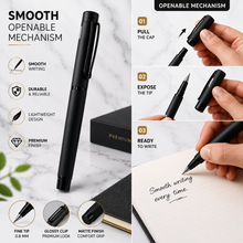 Ballpen Bazaar Matt Black Metal Ball Pen with Matt Black Cap | Openable Cap Mechanism | Blue Ink | 1 Free Refill | Executive Writing Pen | 1 Pc