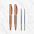 Ballpen Bazaar Set of 2 Metallic Glossy Rose Gold Ball Pens with Copper Clip & White Diamond Top | Twist Mechanism | Blue Ink | Includes 2 Free Mini VT Refills | Premium Metal Executive Gift Pens
