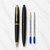 Ballpen Bazaar Set of 2 Matte Black Metal Ball Pens with Gold & Black Clips | Twist Mechanism | Blue Ink | Includes 2 Free Cross Type Refills