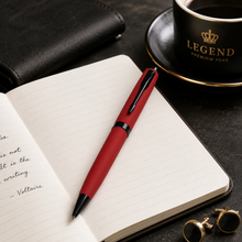 Ballpen Bazaar Matt Red Body Ball Pen with Glossy Black Clip | Twist Mechanism | Blue Ink | Free 1 Refill | Premium Metal Pen | 1 Pc