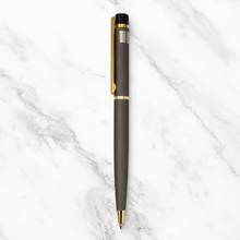 Ballpen Bazaar Set of 2 Metallic Glossy Gray & Blue Ball Pens with Gold Clip | Twist Mechanism | Blue Ink | Includes 1 Blue & 1 Black Cross Refill
