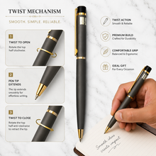 Ballpen Bazaar Set of 2 Metallic Glossy Gray & Blue Ball Pens with Gold Clip | Twist Mechanism | Blue Ink | Includes 1 Blue & 1 Black Cross Refill