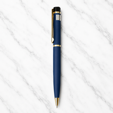 Ballpen Bazaar Set of 2 Metallic Glossy Gray & Blue Ball Pens with Gold Clip | Twist Mechanism | Blue Ink | Includes 1 Blue & 1 Black Cross Refill