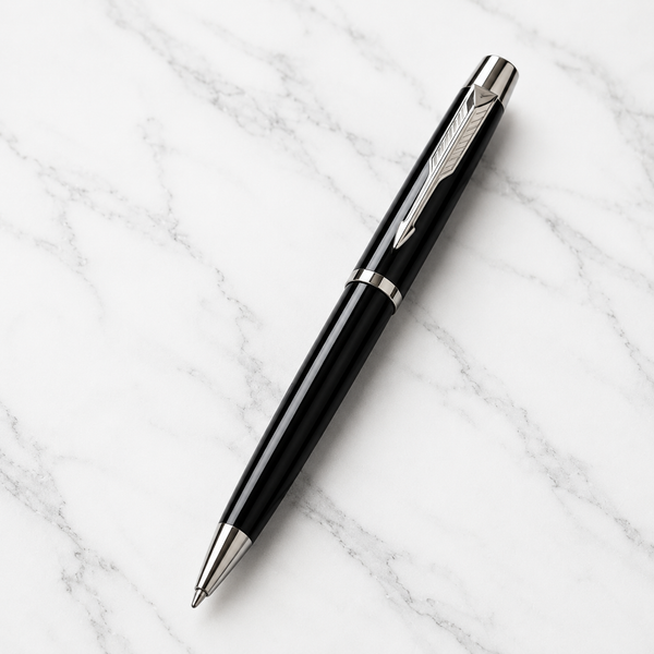 Metallic Glossy Black Body Ball Pen with Silver Clip | Premium Twist Mechanism