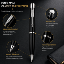 Ballpen Bazaar Set of 2 Metallic & Matte Black Twist Ball Pens with Free Cross Type Refills | Blue Ink | Premium Metal Executive Pens