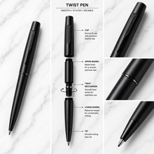 Ballpen Bazaar Set of 2 Metallic & Matte Black Twist Ball Pens with Free Cross Type Refills | Blue Ink | Premium Metal Executive Pens