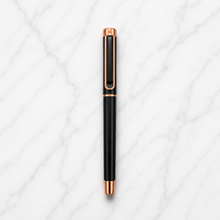 Ballpen Bazaar Matt Black Ball Pen with Rose Gold Clip | Openable Cap Mechanism | Smooth Blue Ink Writing Pen | Premium Metal Executive Pen | 1 Piece