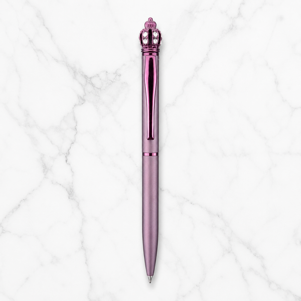 Ballpen Bazaar Matt Purple Ball Pen with Purple Clip & Crown Top | Twist Mechanism | Smooth Blue Ink Writing Pen | Premium Metal Ballpoint Pen | 1 Piece