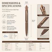 Ballpen Bazaar Matt Brown Ball Pen with Glossy Brown Clip & Brown Crown Top | Twist Mechanism | Smooth Blue Ink Writing Pen | Premium Executive Gift Pen | 1 Piece