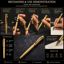 Ballpen Bazaar Metallic Glossy Full Gold Ball Pen with Brown Designer Cap | Openable Mechanism | Smooth Blue Ink Writing Pen | Premium Metal Ball Pen | 1 Pc
