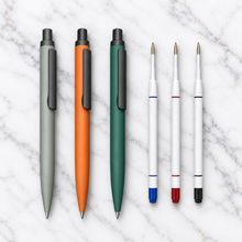 Set of 3 Premium Click Metal Ball Pens – Matt Gray, Brown & Green | Blue Ink | 3 Free Refills | Executive Gift Pens