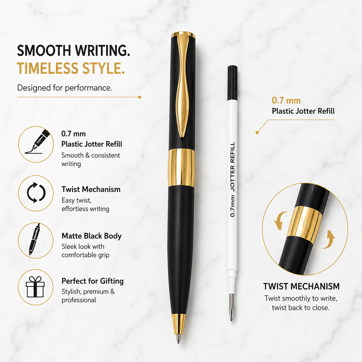 Set of 5 Premium Metal Twist Ball Pens – Assorted Designs product view 14