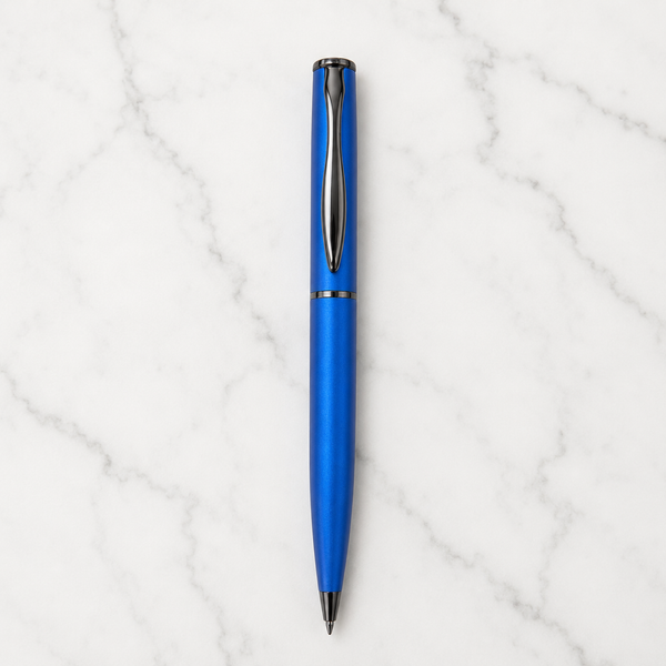 Ballpen Bazaar Matt Blue Colour Body with Glossy Blue Colour Clip Twist Mechanism Ball Pen | Blue Ink | 1 Pen with 1 Free Refill