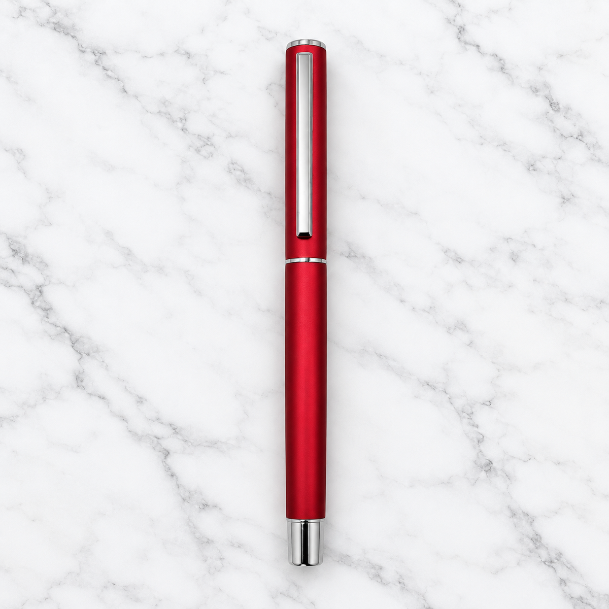 Ballpen Bazaar Matt Red Metal Ball Pen with Red Cap & Silver Clip | Openable | Blue Ink | 1 Free Refill