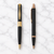 Ballpen Bazaar Set of 2 Matt Black Metal Click Ball Pens Gold Design & Copper Clip Blue Ink with 2 Free Refills