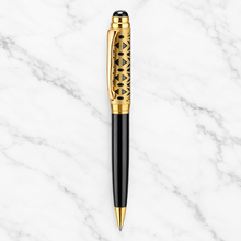 Ballpen Bazaar Metallic Glossy Black & Designer Gold Dual Colour Twist Mechanism Ball Pen with Gold Clip | Blue Ink | 1 Pen + 1 Free Refill