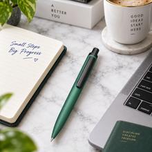 Ballpen Bazaar Matt Green Colour Body With Black Colour Clip Click Mechanism Ball Pen Blue Ink | Premium Metal Pen | 1 Pen with 1 Extra Free Refill