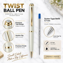 Ballpen Bazaar Matt Gray Metal Ball Pen with Gold Clip | Twist Mechanism | Black Ink | Premium Executive Gift Pen | 1 Pen with Free Refill