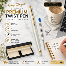 Ballpen Bazaar Matt Gray Metal Ball Pen with Gold Clip | Twist Mechanism | Black Ink | Premium Executive Gift Pen | 1 Pen with Free Refill