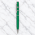 Ballpen Bazaar Matt Finish Green Metal Ball Pen with Silver Double Ring Design & Silver Clip | Twist Mechanism | Blue Ink | 1 Pen + 1 Free Refill