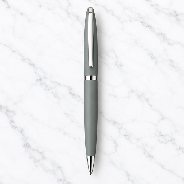 Matt Gray Twist Metal Ball Pen with Silver Clip product view 1