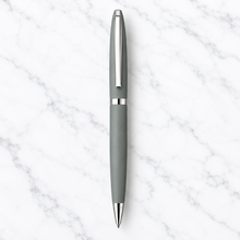 Ballpen Bazaar Matt Finish Gray Body Ball Pen with Glossy Silver Clip | Twist Mechanism | Black Ink | Premium Metal Pen | 1 Pen with 1 Free Refill