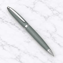 Ballpen Bazaar Matt Finish Gray Body Ball Pen with Glossy Silver Clip | Twist Mechanism | Black Ink | Premium Metal Pen | 1 Pen with 1 Free Refill