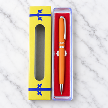 Ballpen Bazaar Matt Finish Orange Colour Body with Silver Colour Double Ring Design & Silver Colour Clip Twist Mechanism Ball Pen | Blue Ink | 1 Pen + 1 Free Refill