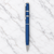 Ballpen Bazaar Matt Finish Blue Colour Body with Silver Colour Double Ring Design & Silver Colour Clip Twist Mechanism Ball Pen | Black Ink | 1 Pen with 1 Free Refill